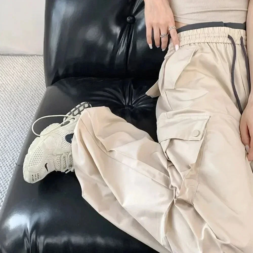 YesStyle Drawstring Street Cargo Pants, Tan & Gray, Size S Small - Picture 3 of 13